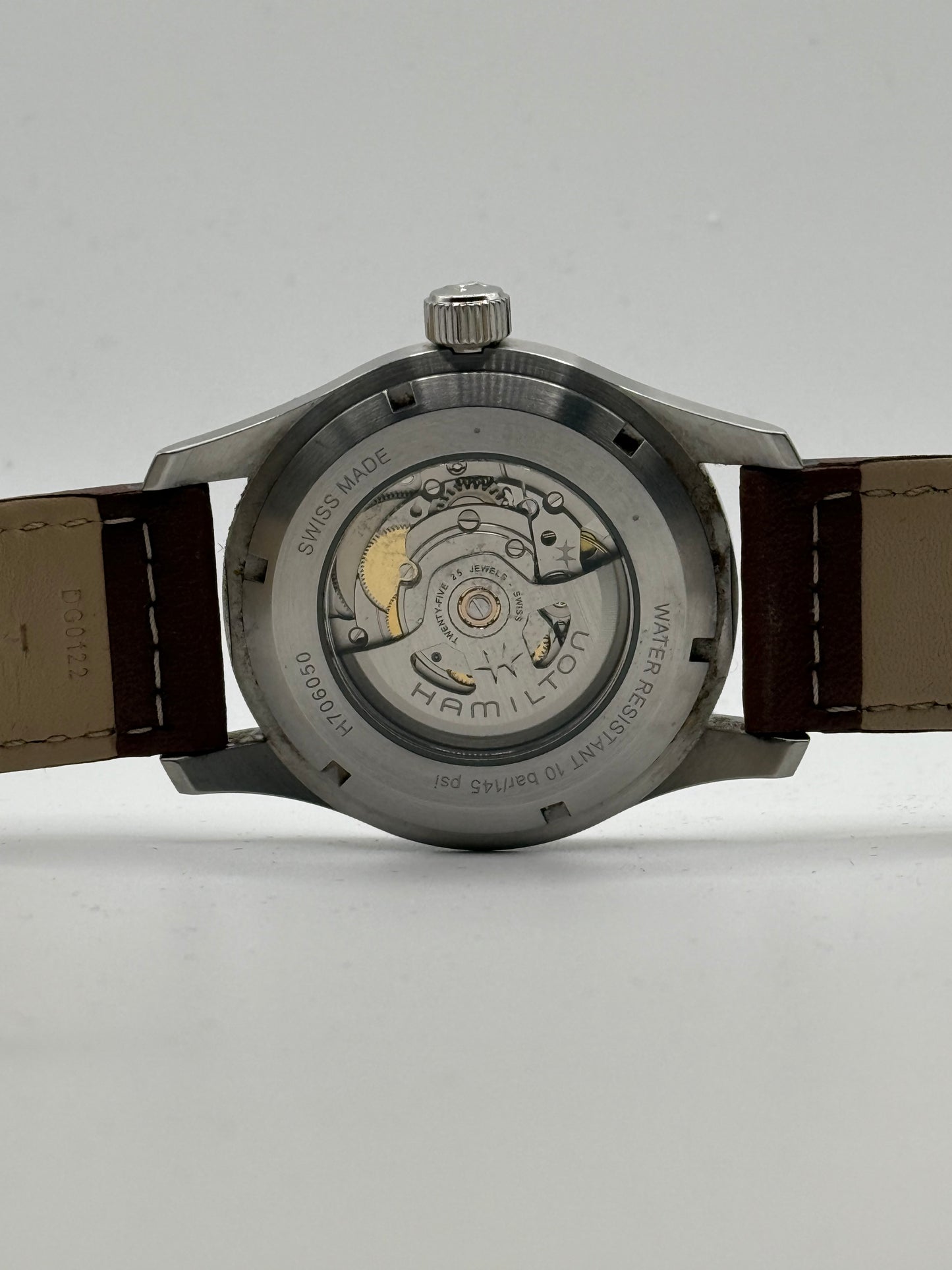 Hamilton Khaki Field Auto 42mm Black Steel Case Brown Strap